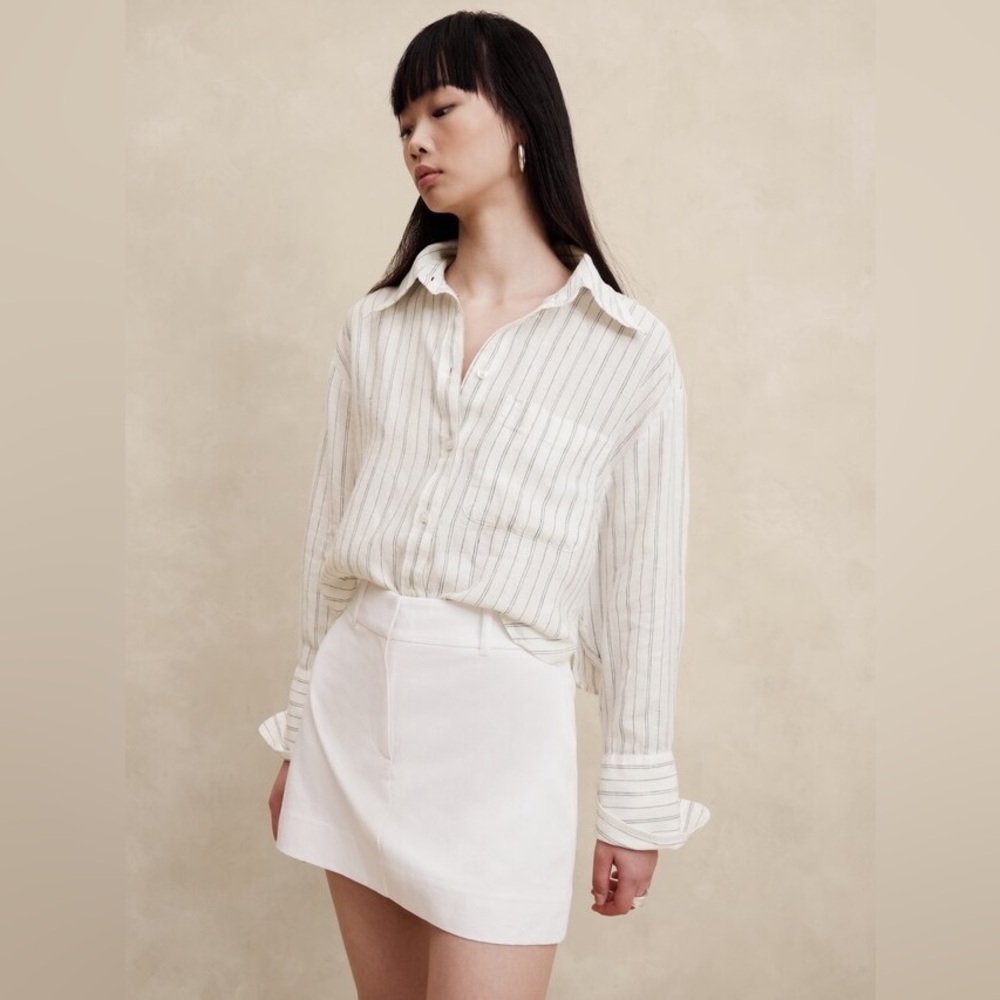 Banana Republic Striped Linen Button Up Shirt